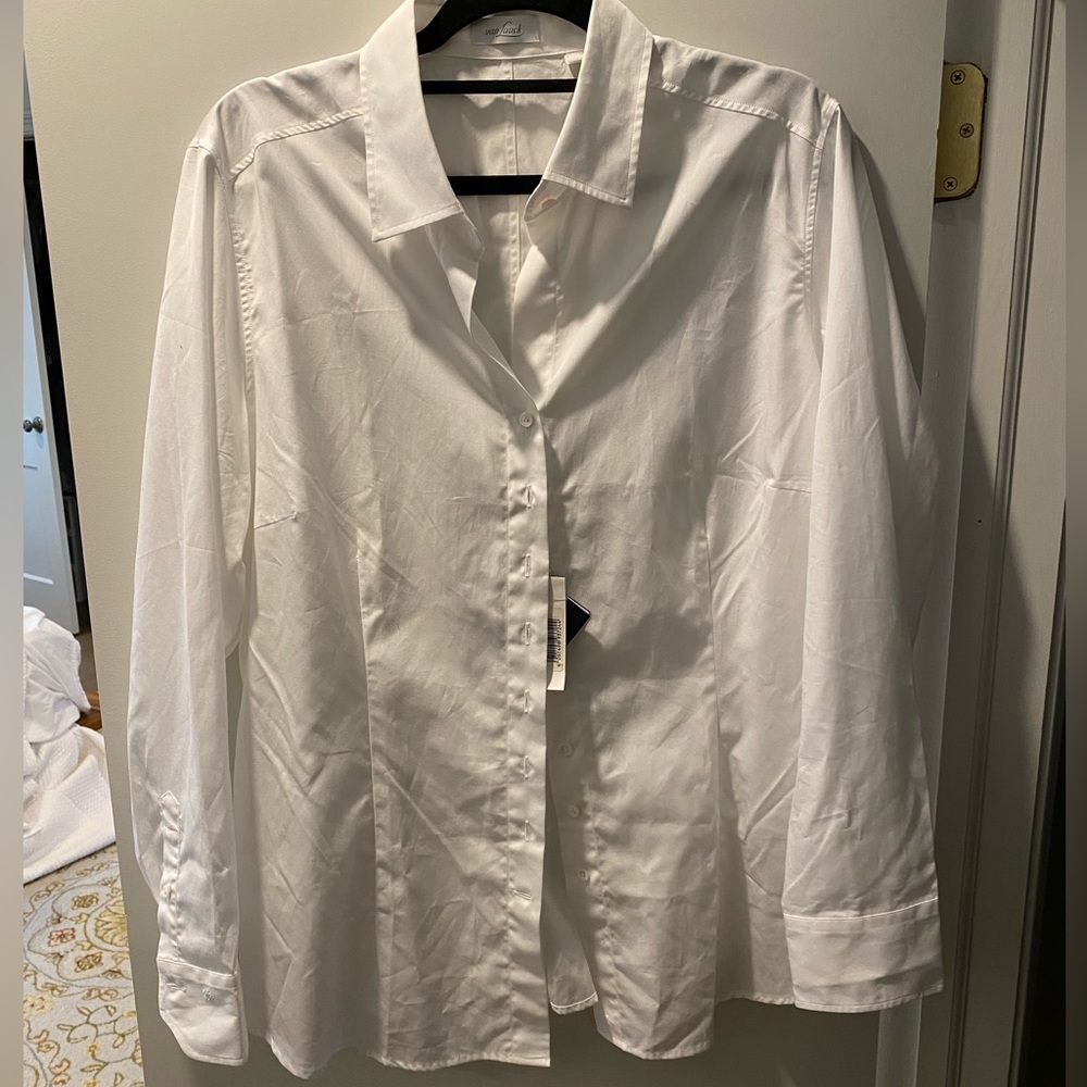 Van Laack White Button Down Shirt Size 46